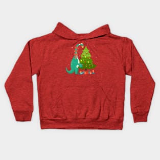 Funny Dinosaur Christmas Tree Kids Hoodie